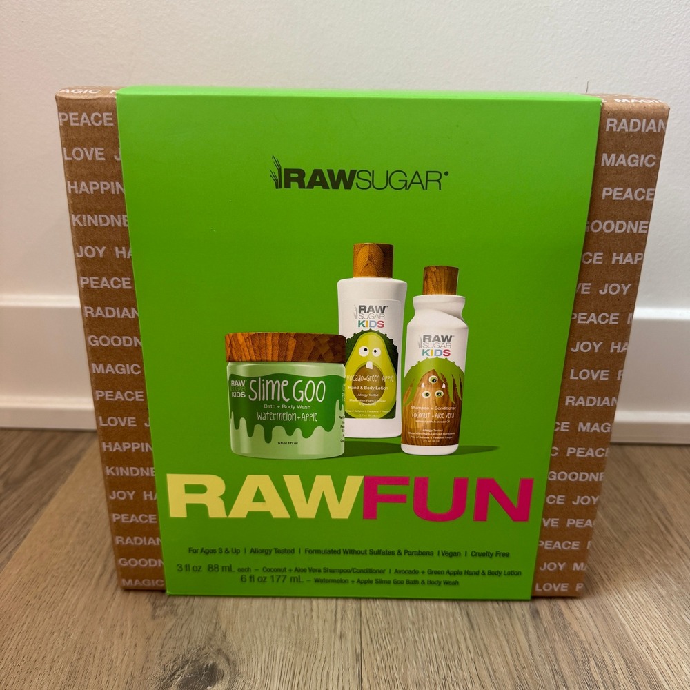 Raw Sugar Kids Raw Fun 3pc Bath Set Slime Goo Body Wash Lotion Shampoo NEW